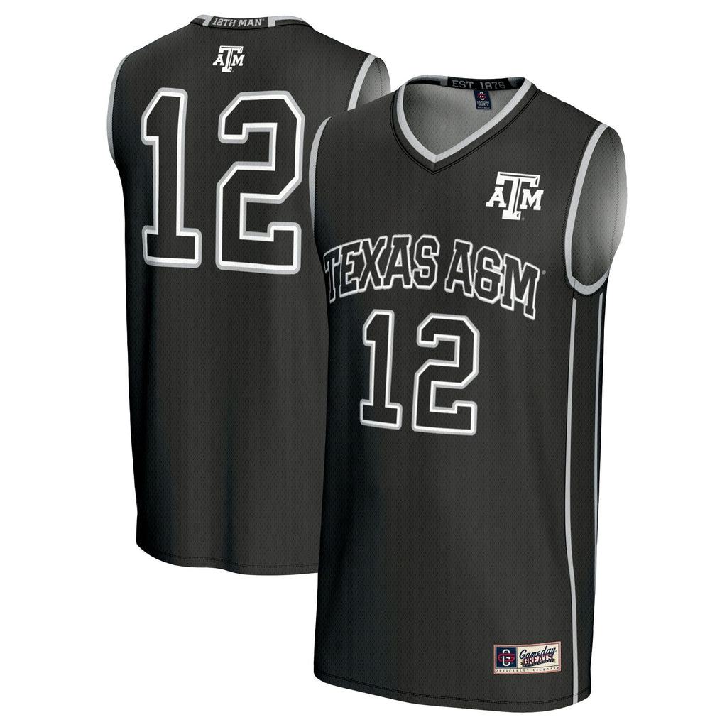 #12 Texas A&M Aggies Basketball Lightweight Fashion Jersey - Black