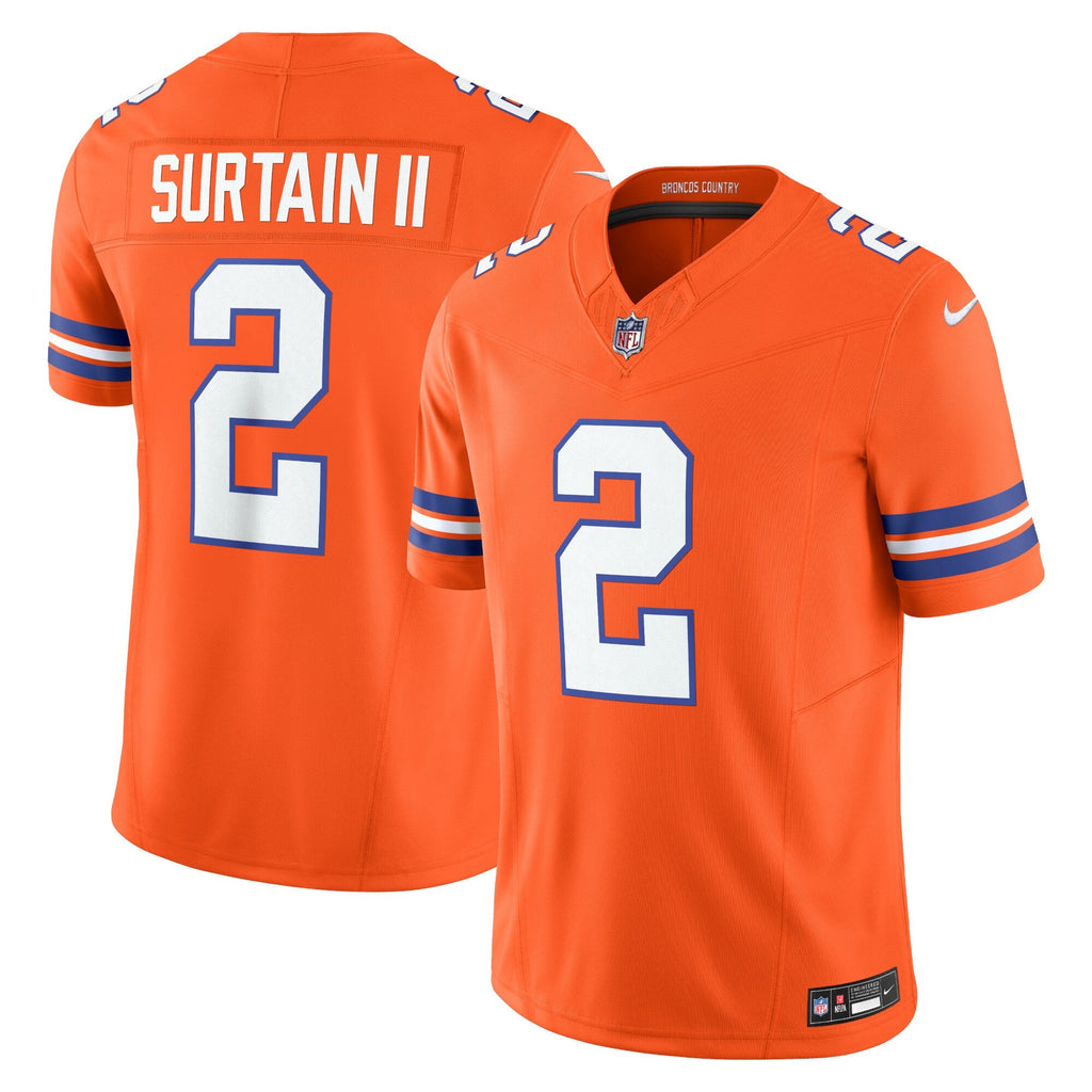 Denver Broncos Patrick Surtain II Orange Alternate Mile High Collection 1977 Throwback Vapor F.U.S.E. Limited Football Jersey