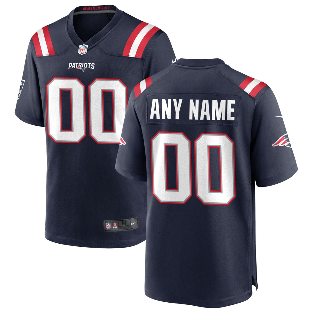 New England Patriots Navy Custom Game Football Jersey