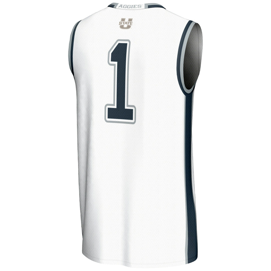 #1 Utah State Aggies Lightweight Basketball Jersey - White