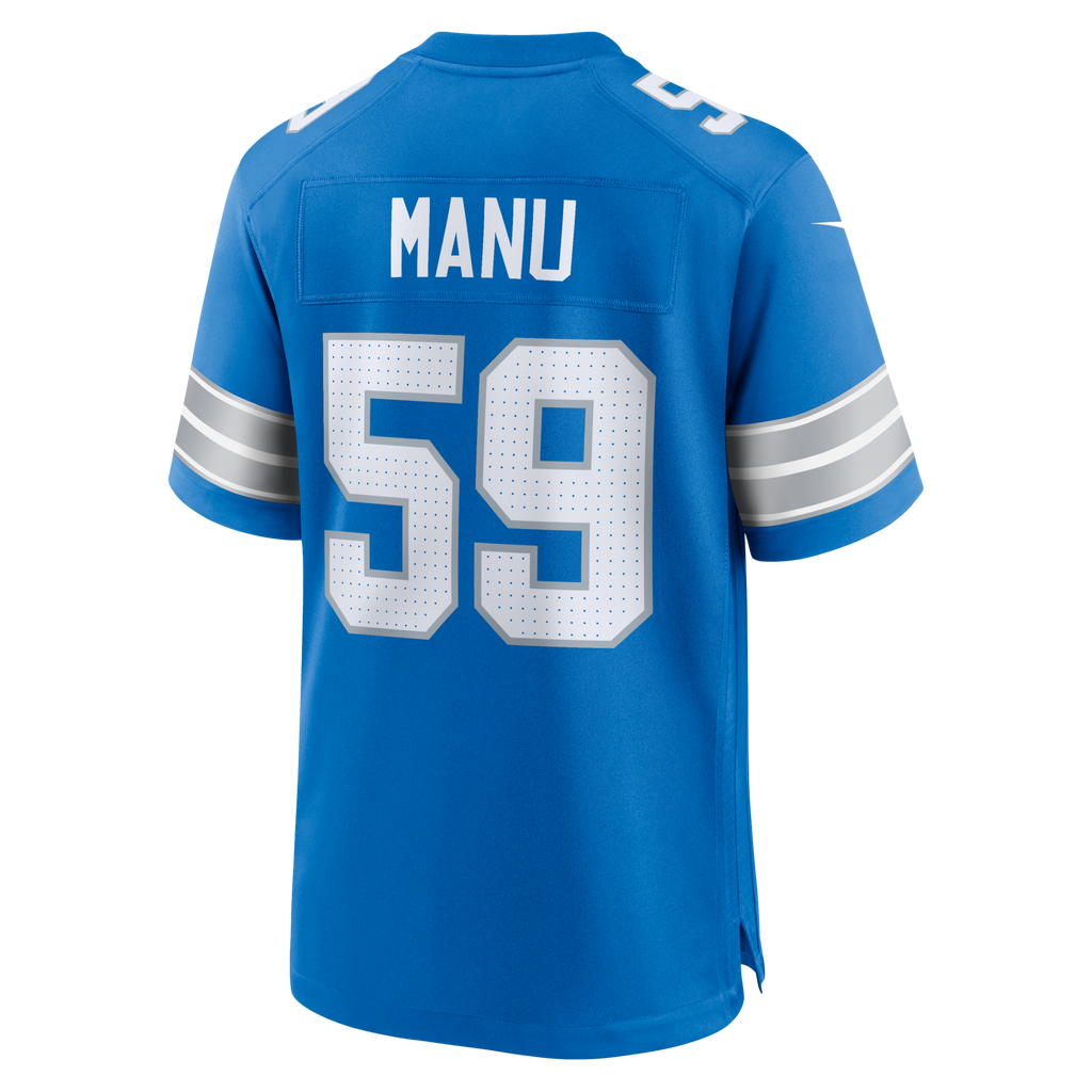 Detroit Lions Giovanni Manu Blue Team Game Football Jersey