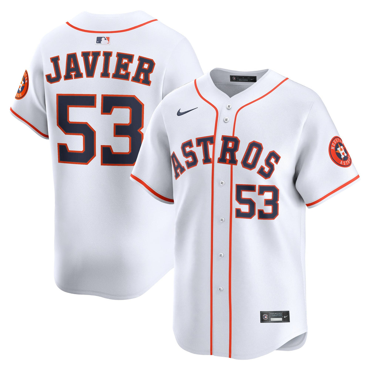 Houston Astros Cristian Javier White Home Limited Player Baseball Jersey