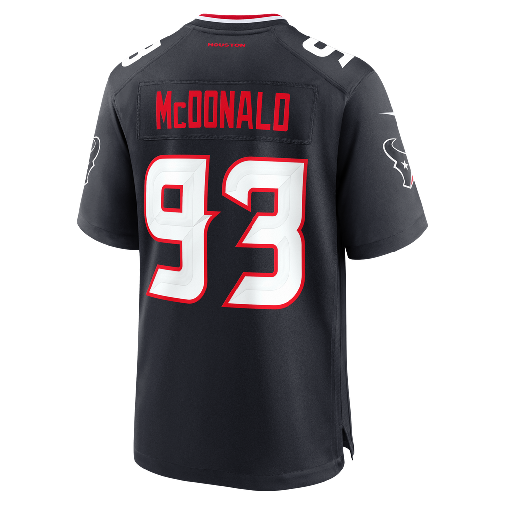 Houston Texans Kayden McDonald Navy Team Game Football Jersey