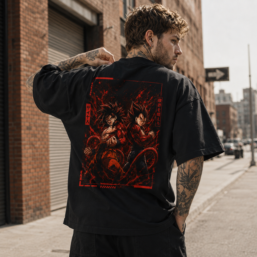 Dragon Ball Anime Graphic Tee - Beyond the Limit: Goku and Vegeta Battle-Ready