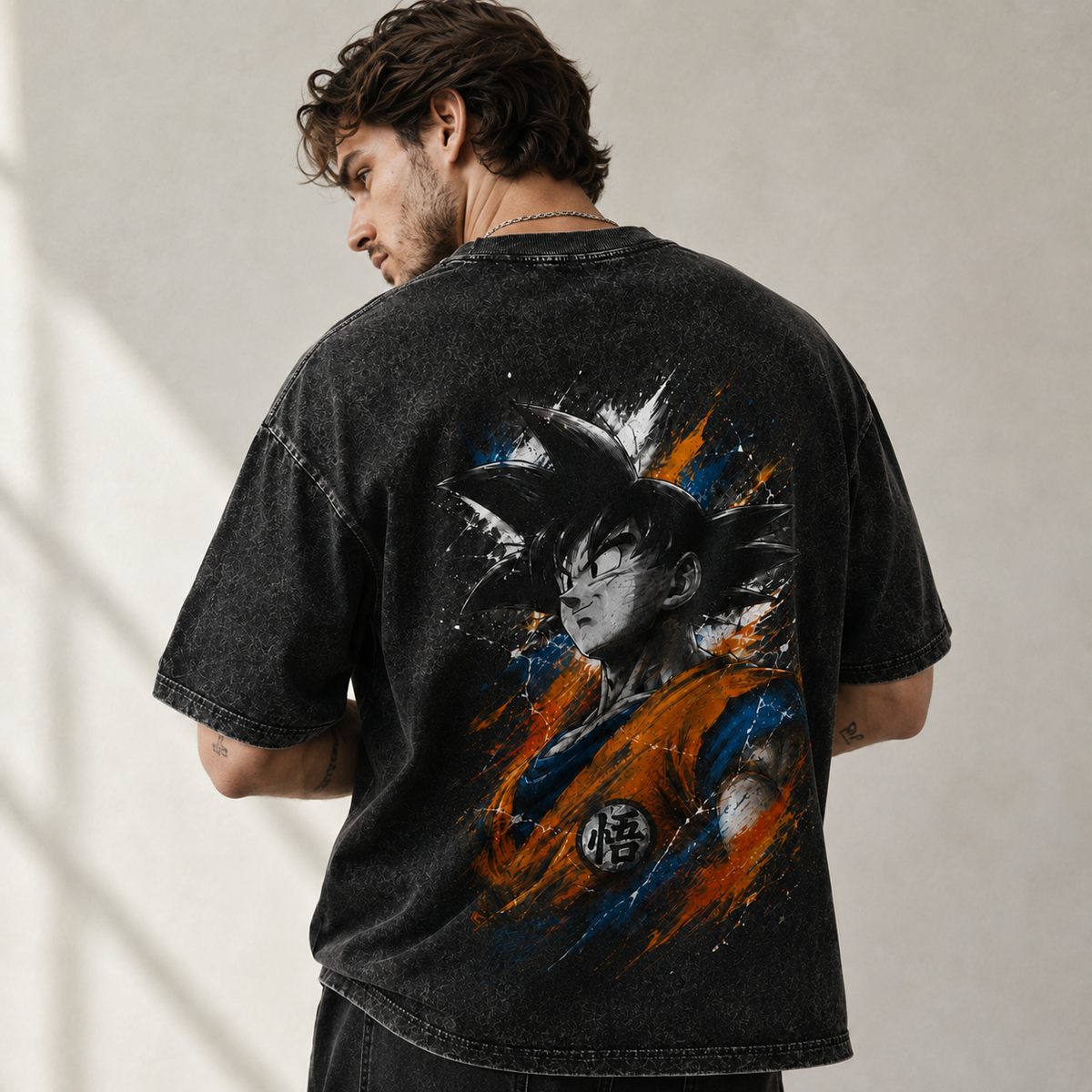 Dragon Ball Anime Graphic Tee - Ink, Kanji and Quiet Resolve: Goku Splatter