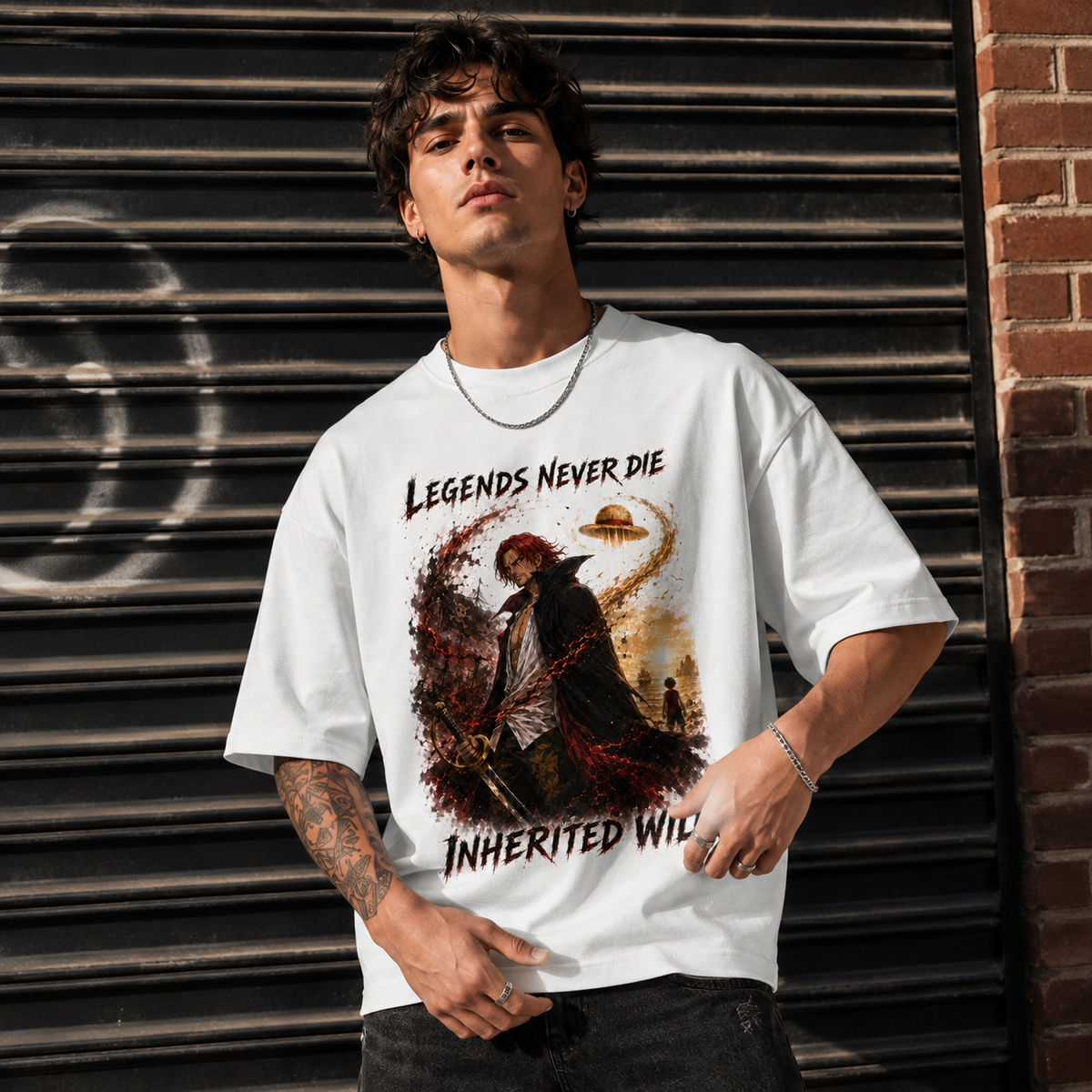 One Piece Anime Graphic Tee - Legends Never Die: Shanks and the Inherited Will