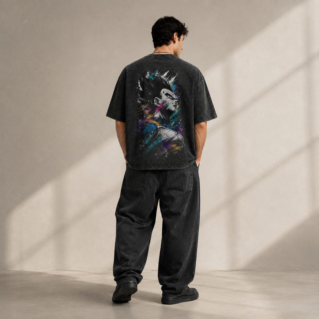 Dragon Ball Anime Graphic Tee - Vegeta: Ink, Splatter and the Weight of a Raised Chin