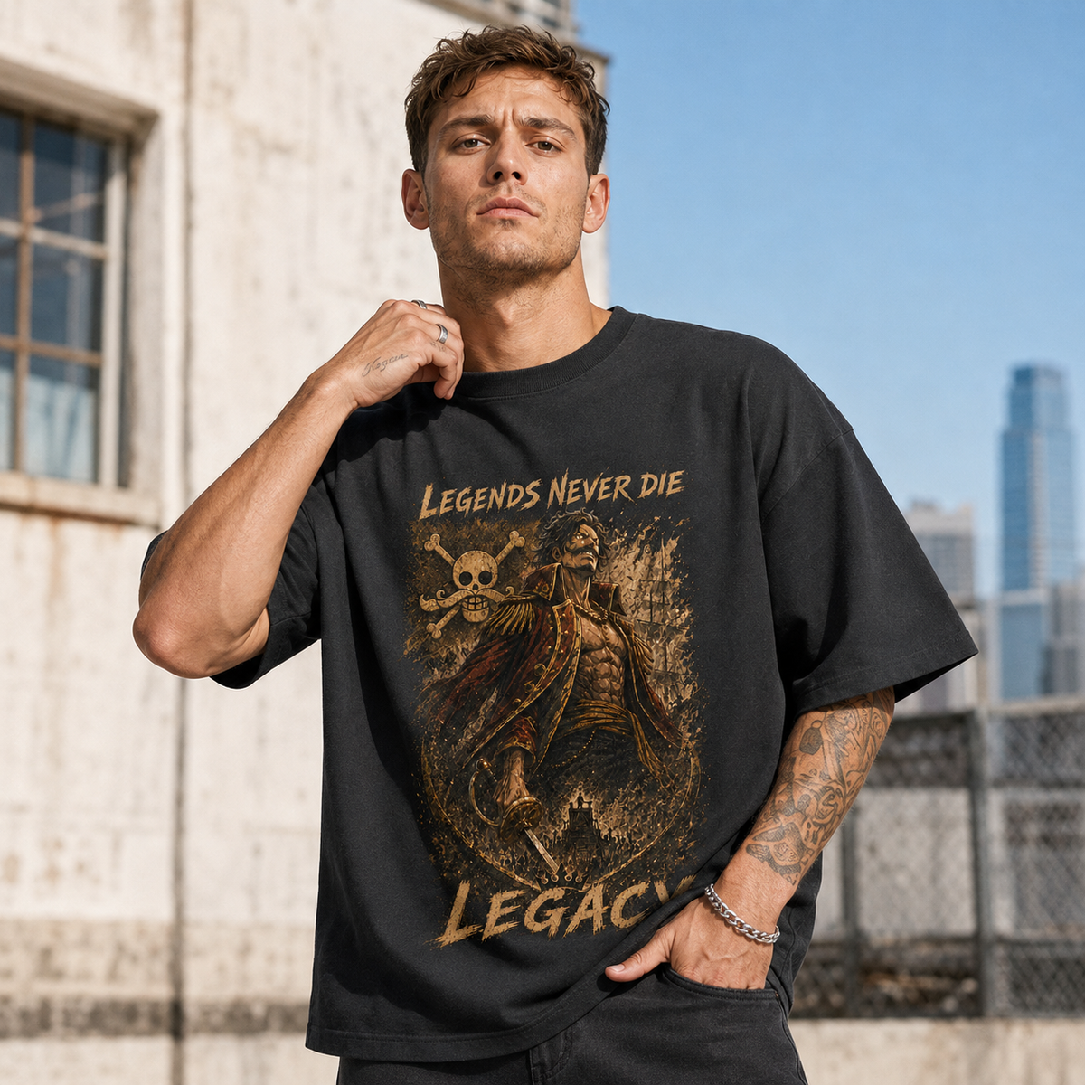 One Piece Anime Graphic Tee - Legends Never Die: Sepia Legacy