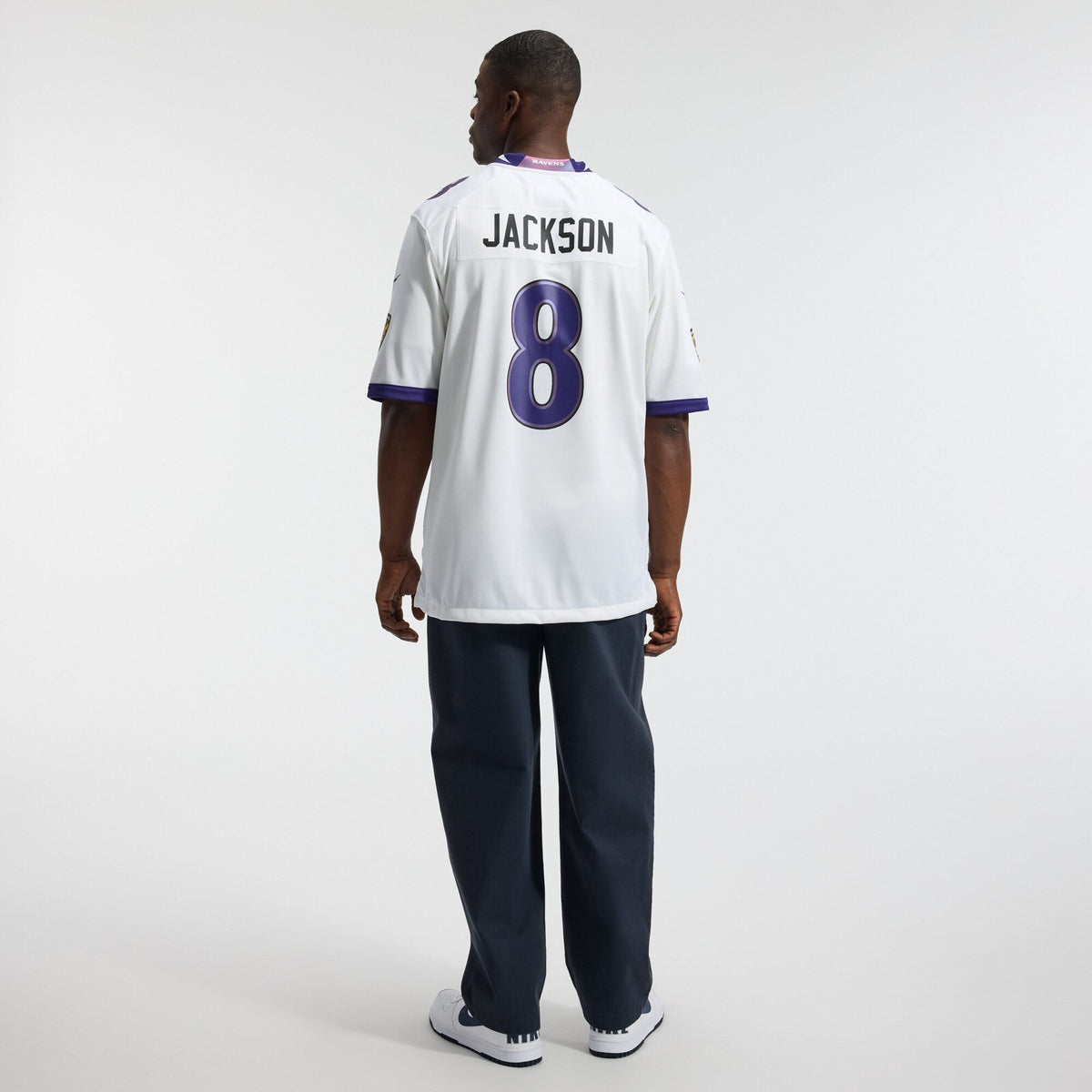 Baltimore Ravens Lamar Jackson White Game Football Jersey