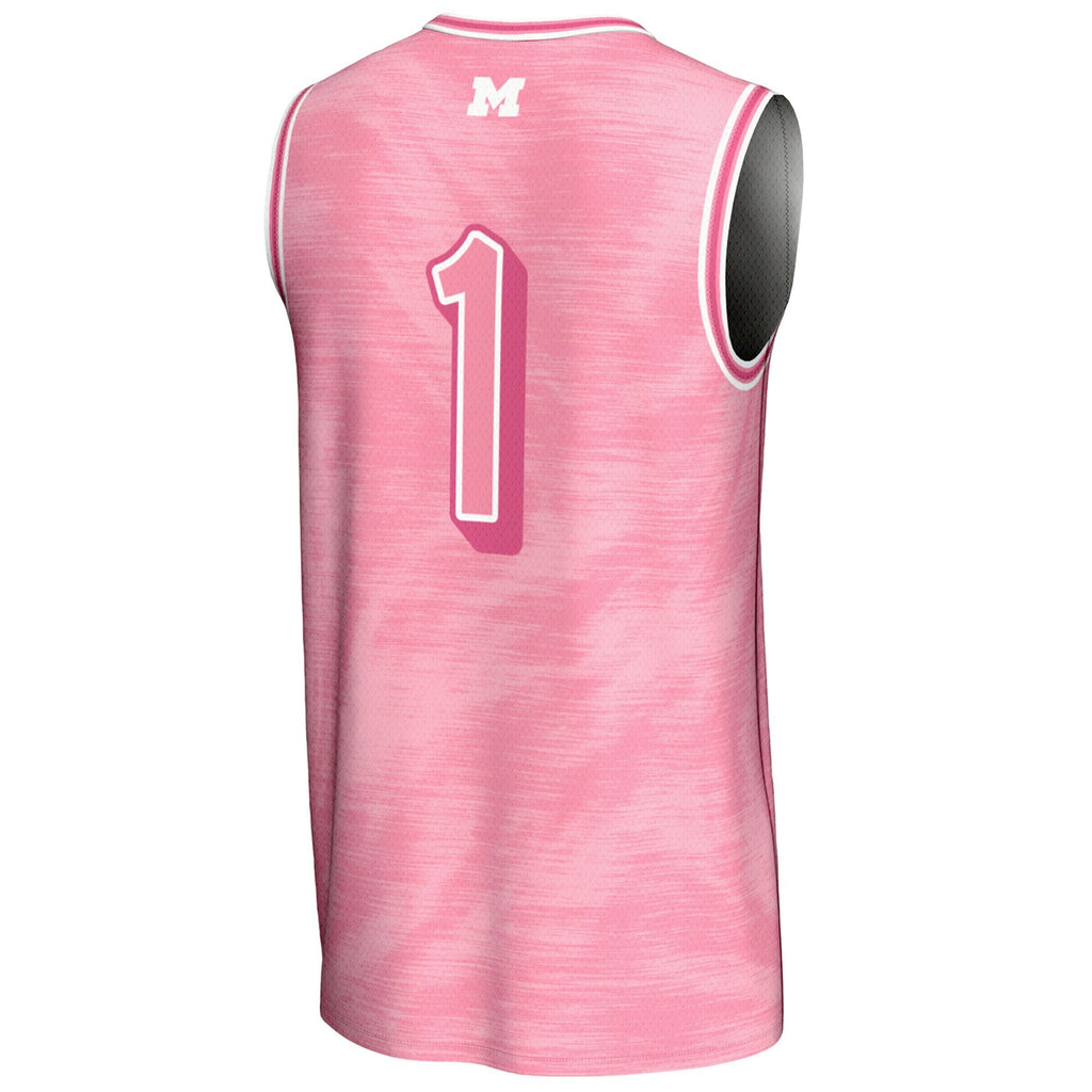 #1 Michigan Wolverines Lightweight Basketball Fashion Jersey - Pink