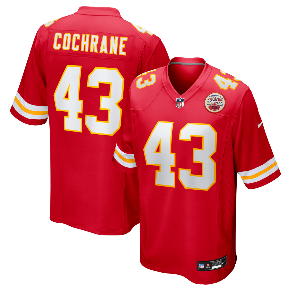 Kansas City Chiefs Jack Cochrane Red Game Player Football Jersey
