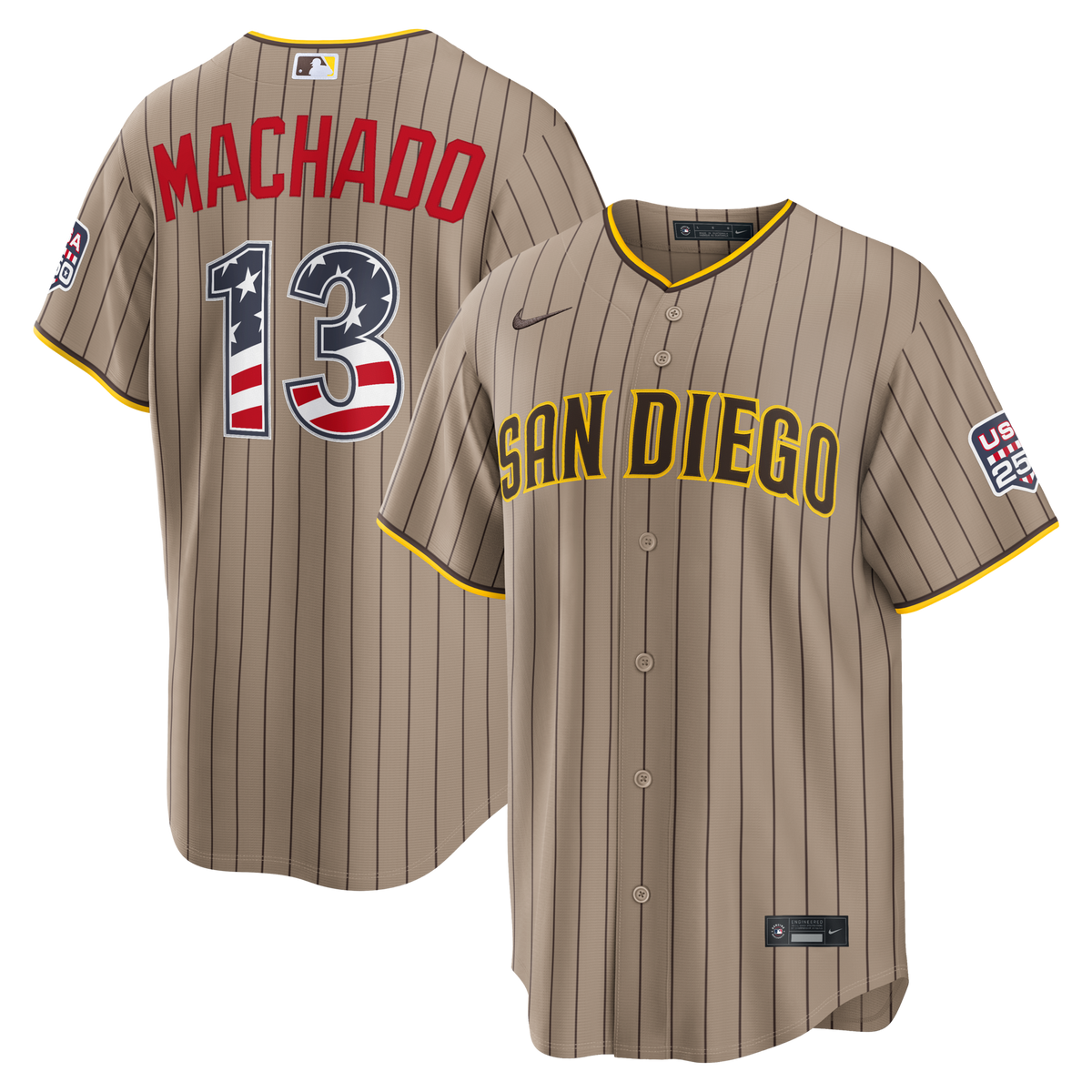 Fourth of July San Diego Padres Manny Machado Sand USA 250 Stadium Baseball Jersey