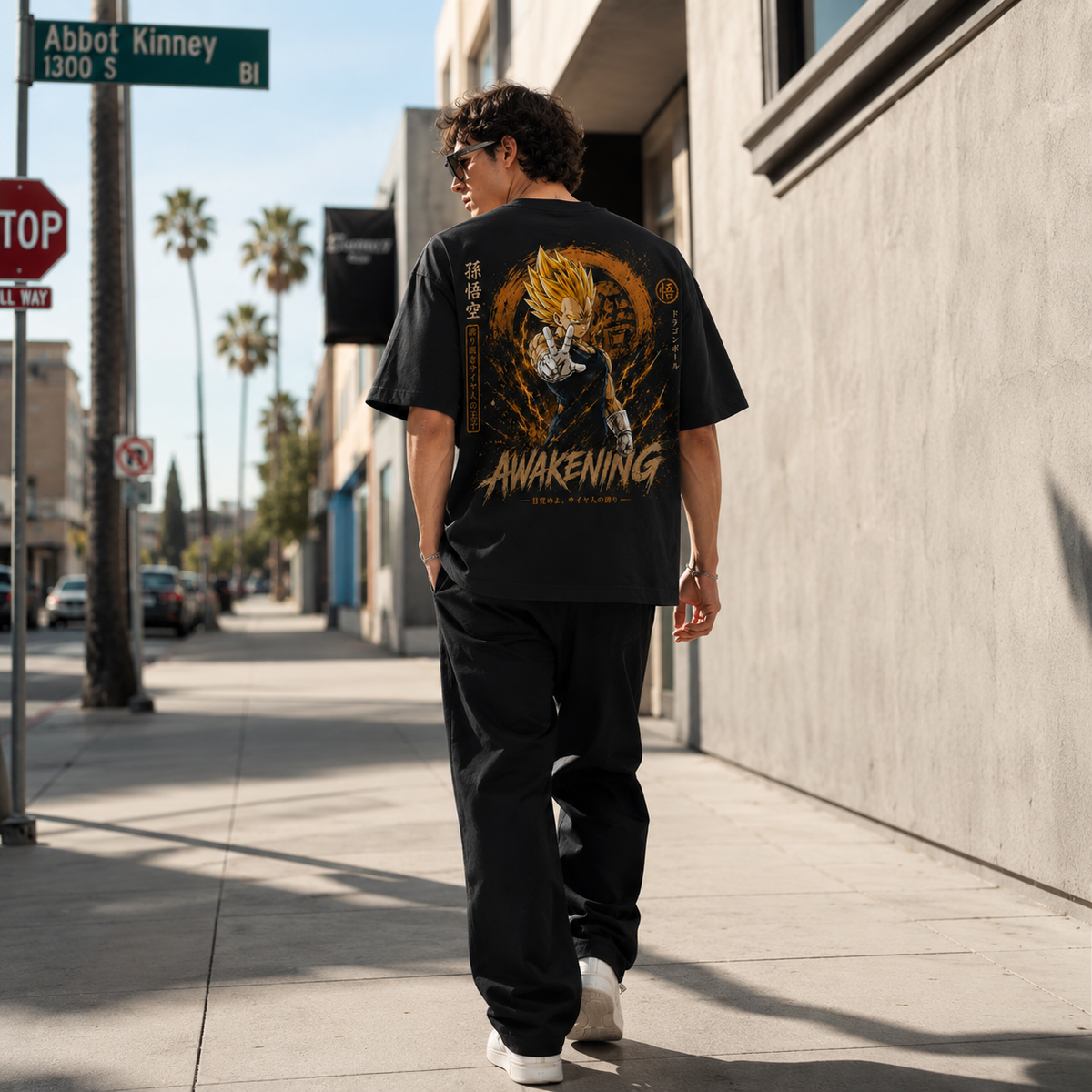 Dragon Ball Anime Graphic Tee - Awakening: Vegeta in Amber Aura, Directional