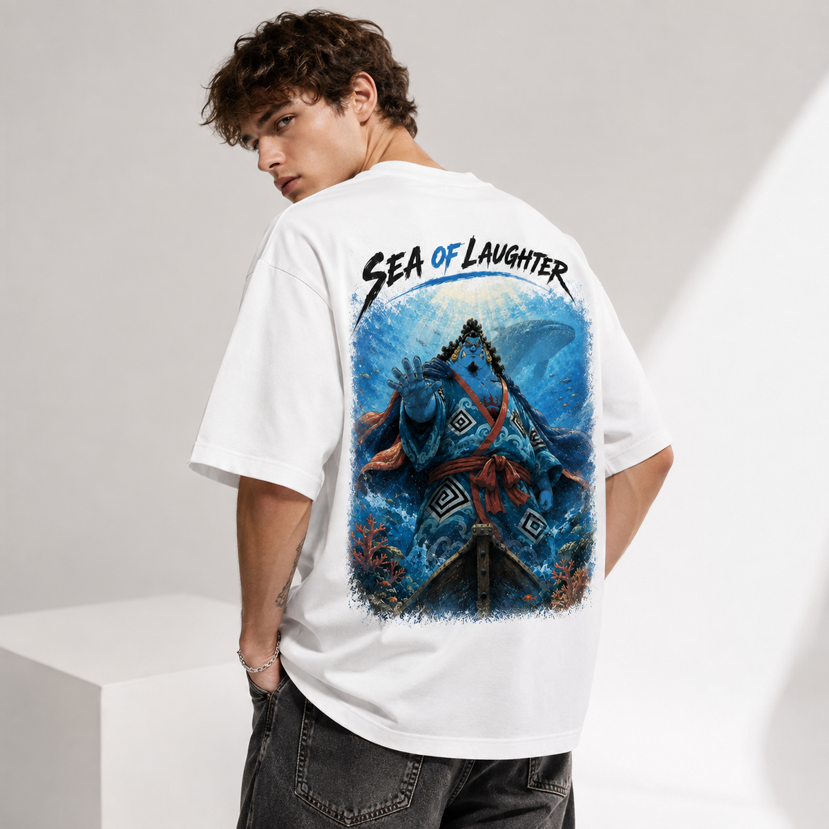 One Piece Anime Graphic Tee - Sea of Laughter: Jinbei and the Weight of Stillness
