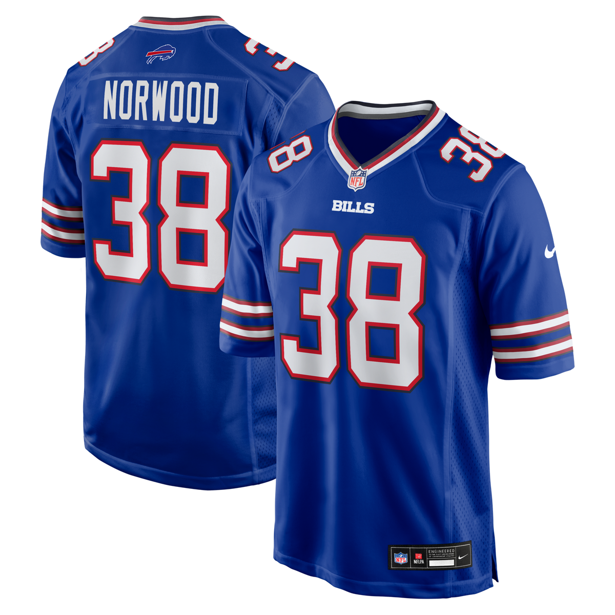 Buffalo Bills Tre Norwood Royal Team Game Football Jersey