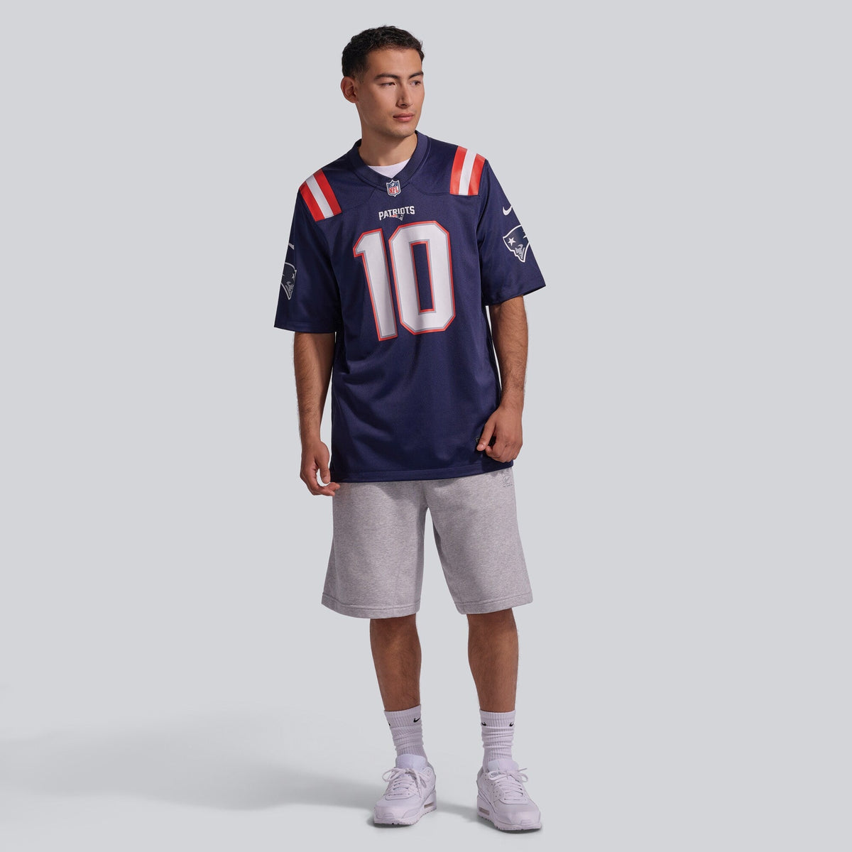 New England Patriots Drake Maye Navy Player Game Football Jersey