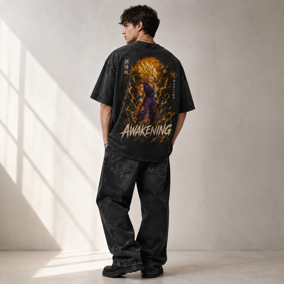 Dragon Ball Anime Graphic Tee - Awakening: Gohan, Amber Aura and Violet Gi