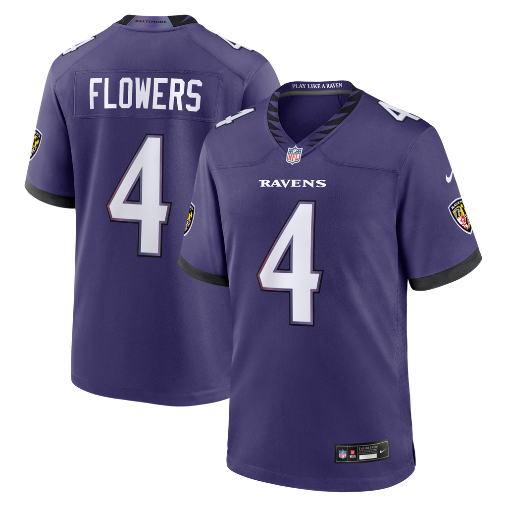 Baltimore Ravens Zay Flowers Purple Team Game Football Jersey