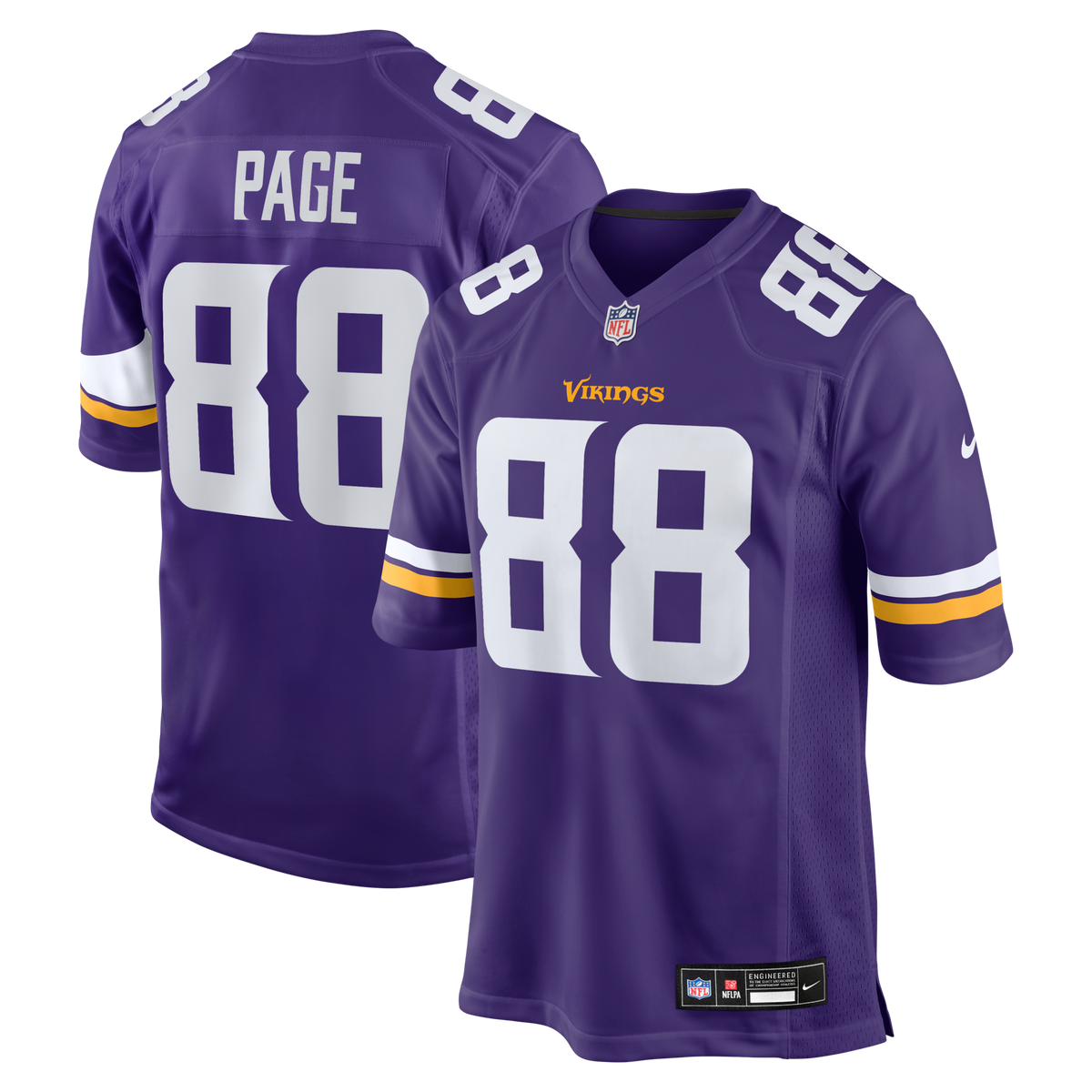Minnesota Vikings Alan Page Purple Game Retired Player Football Jersey