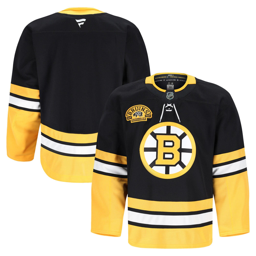 Boston Bruins Black 100th Anniversary Pro Jersey
