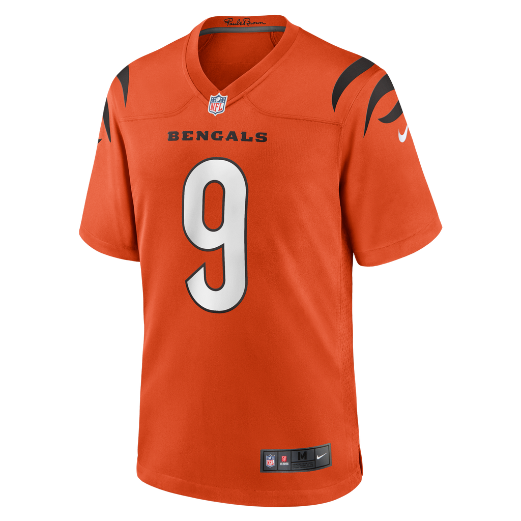 Cincinnati Bengals Joe Burrow Orange Alternate Game Football Jersey