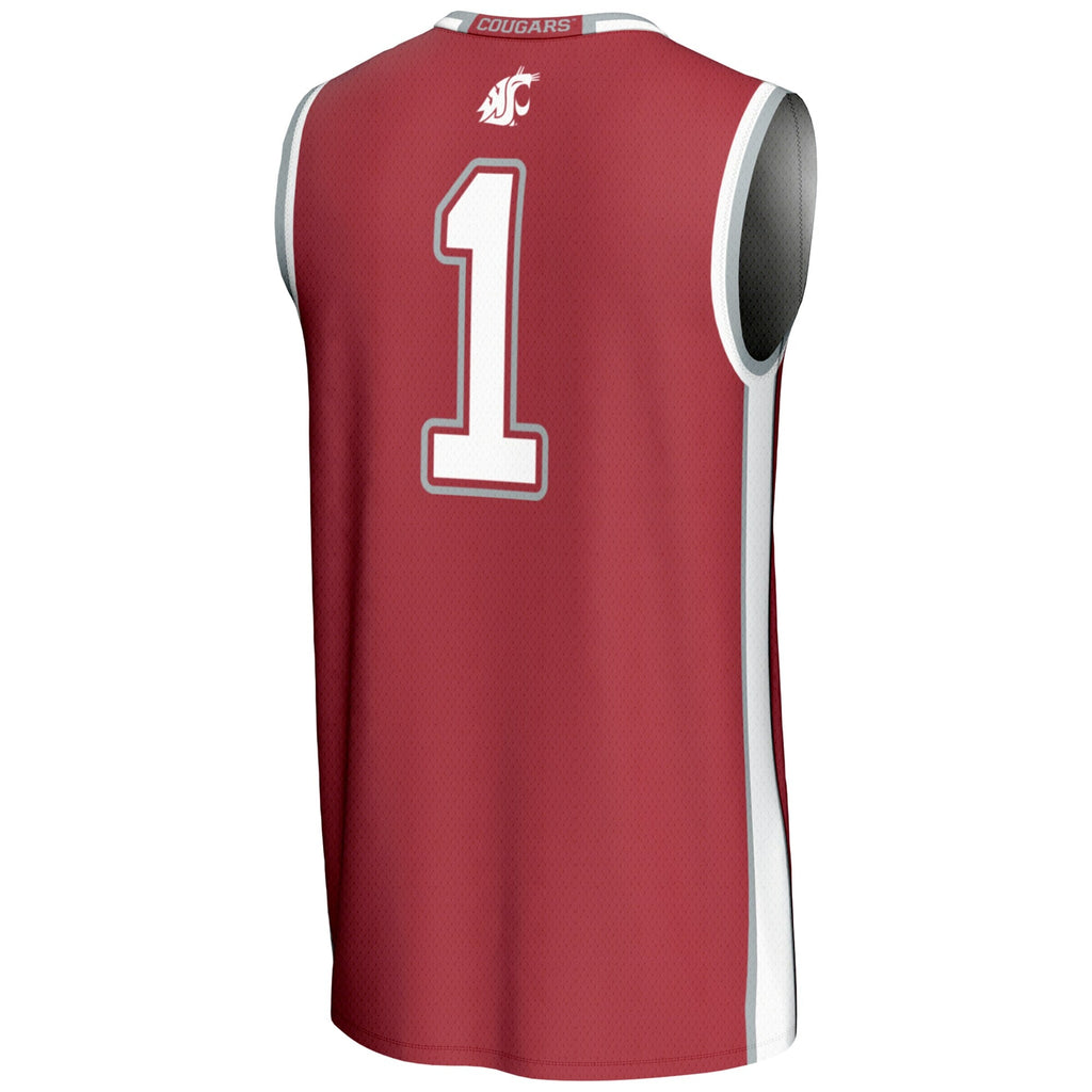 #1 Washington State Cougars Lightweight Basketball Jersey - Crimson