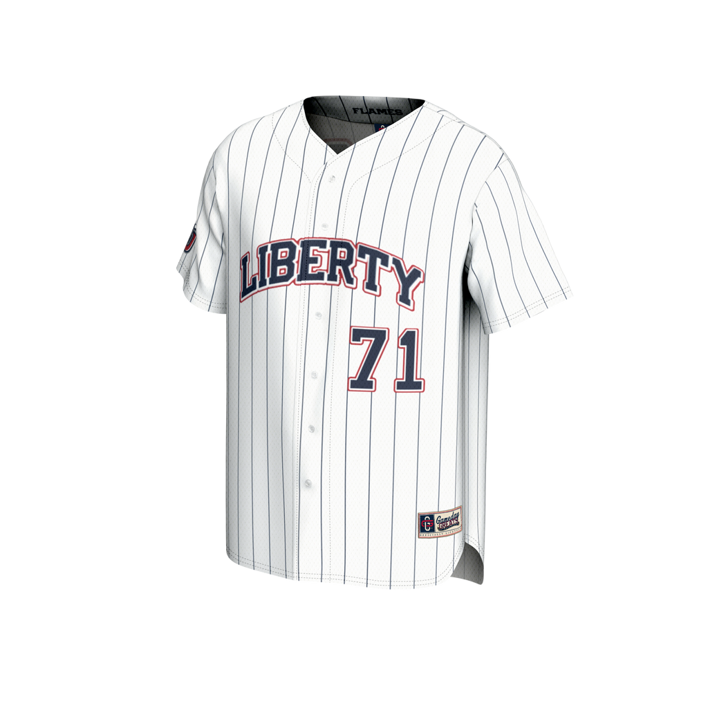 Adult #71 White Liberty Flames Lightweight Collegiate Baseball Fashion Jersey