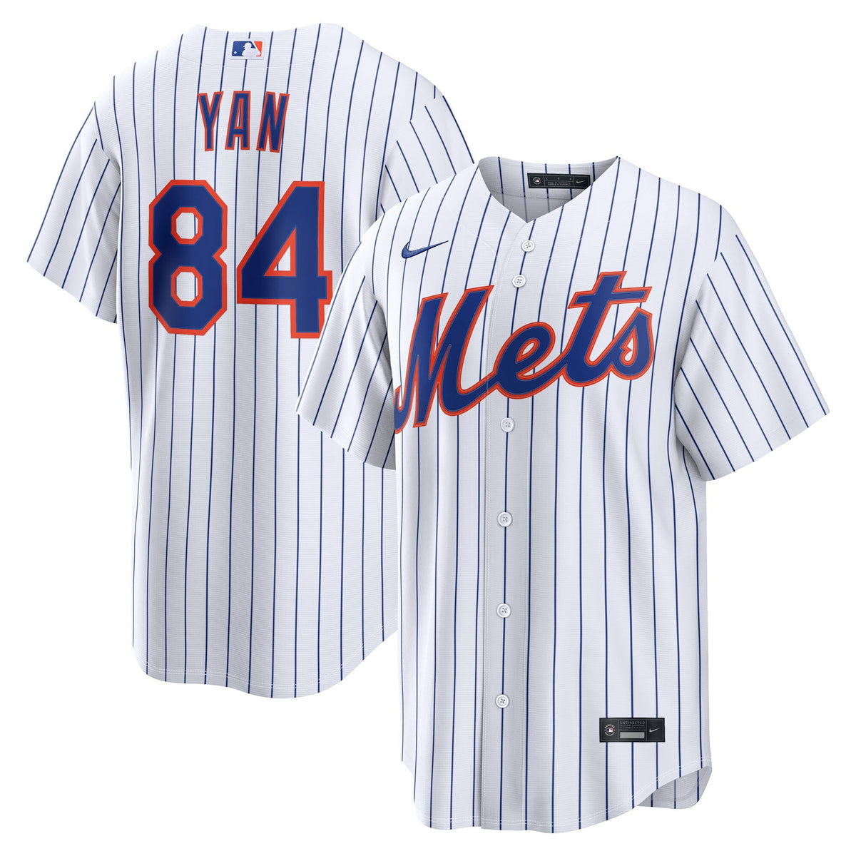 New York Mets Jefry Yan White Home Replica Baseball Jersey