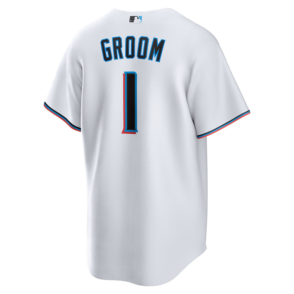 Miami Marlins White #1 Groom Home Replica Baseball Jersey