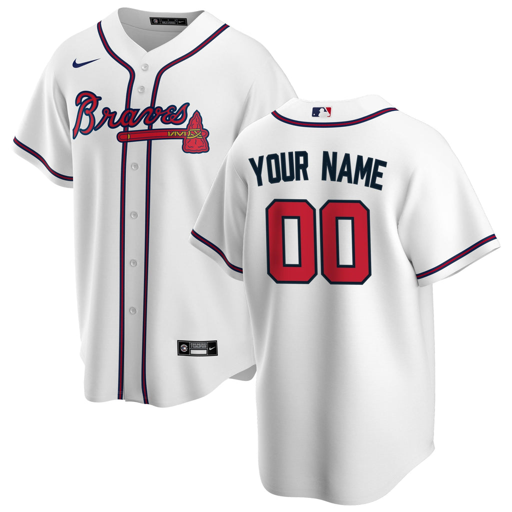 Atlanta Braves White Home Replica Custom Baseball Jersey