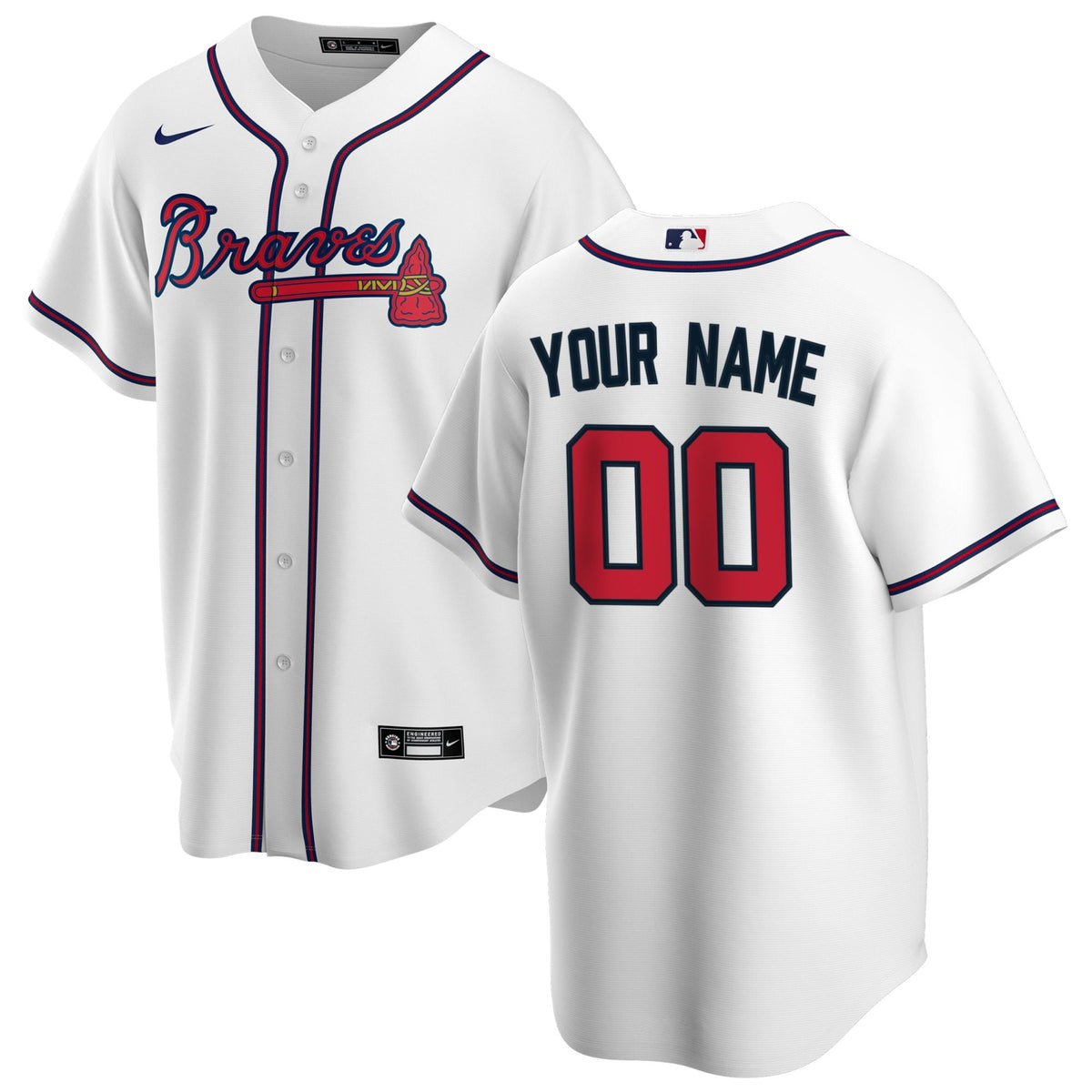 Atlanta Braves White Home Replica Custom Baseball Jersey
