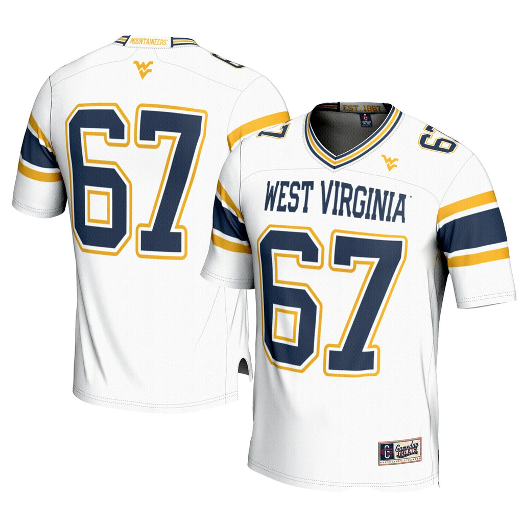 #1 White West Virginia Mountaineers Football Jersey