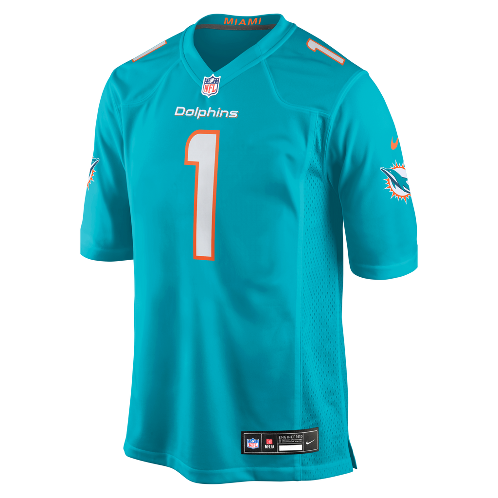 Miami Dolphins Number 1 Dad Aqua Game Football Jersey