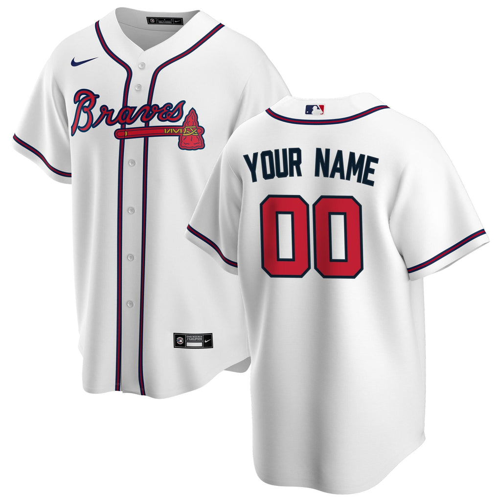 Atlanta Braves White Home Replica Custom Baseball Jersey