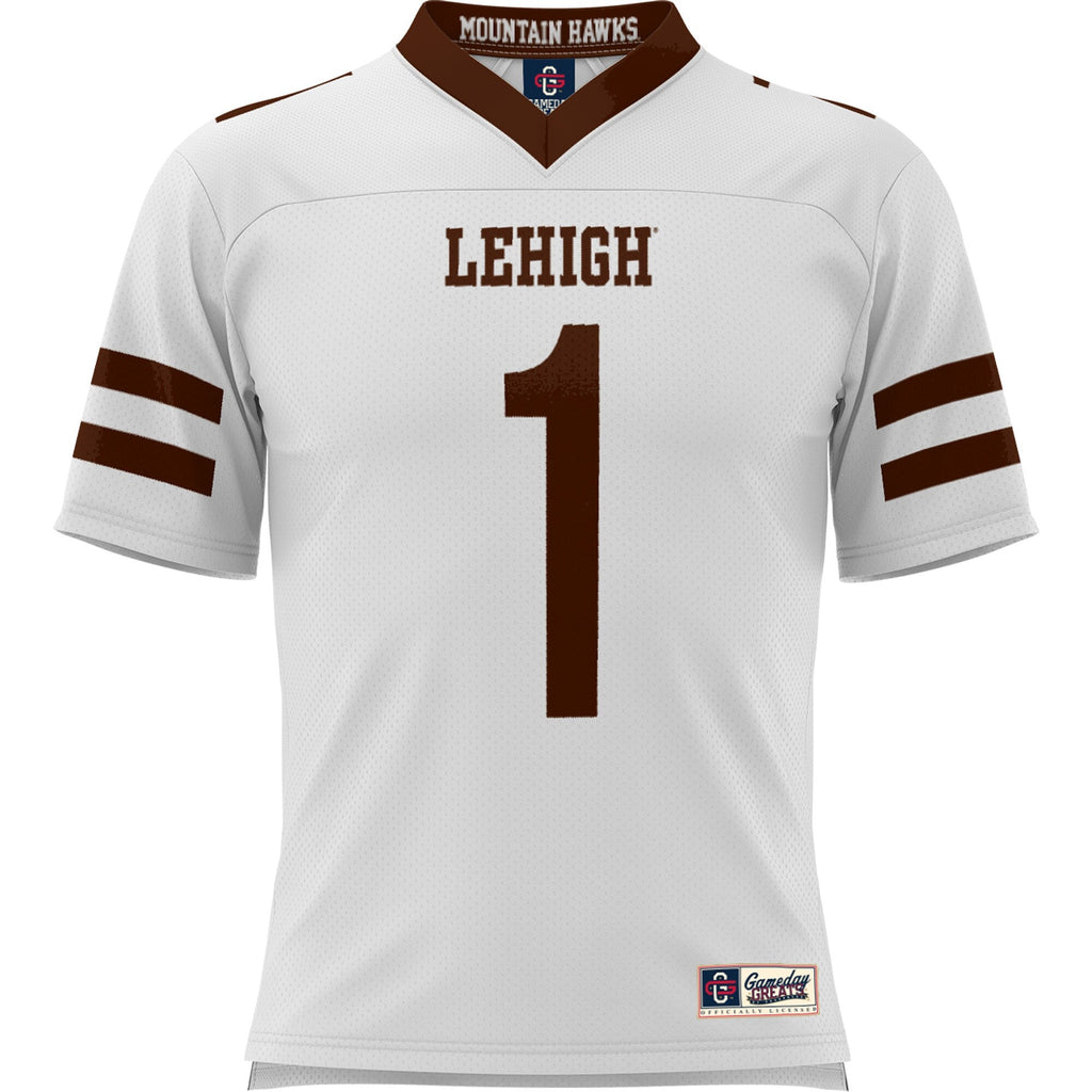 #1 Lehigh Mountain Hawks Football Jersey - White