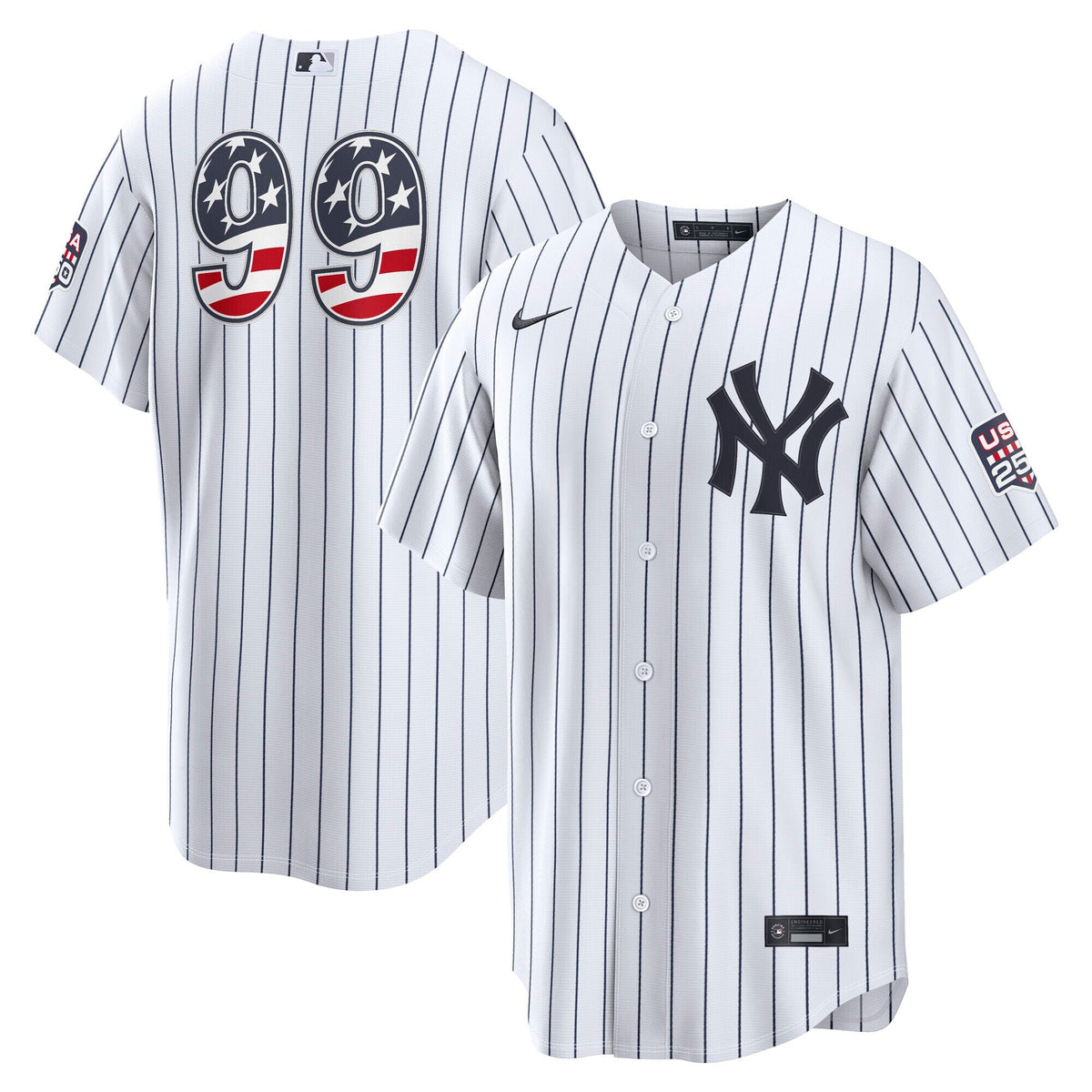 Fourth of July New York Yankees Aaron Judge White USA 250 Stadium Baseball Jersey