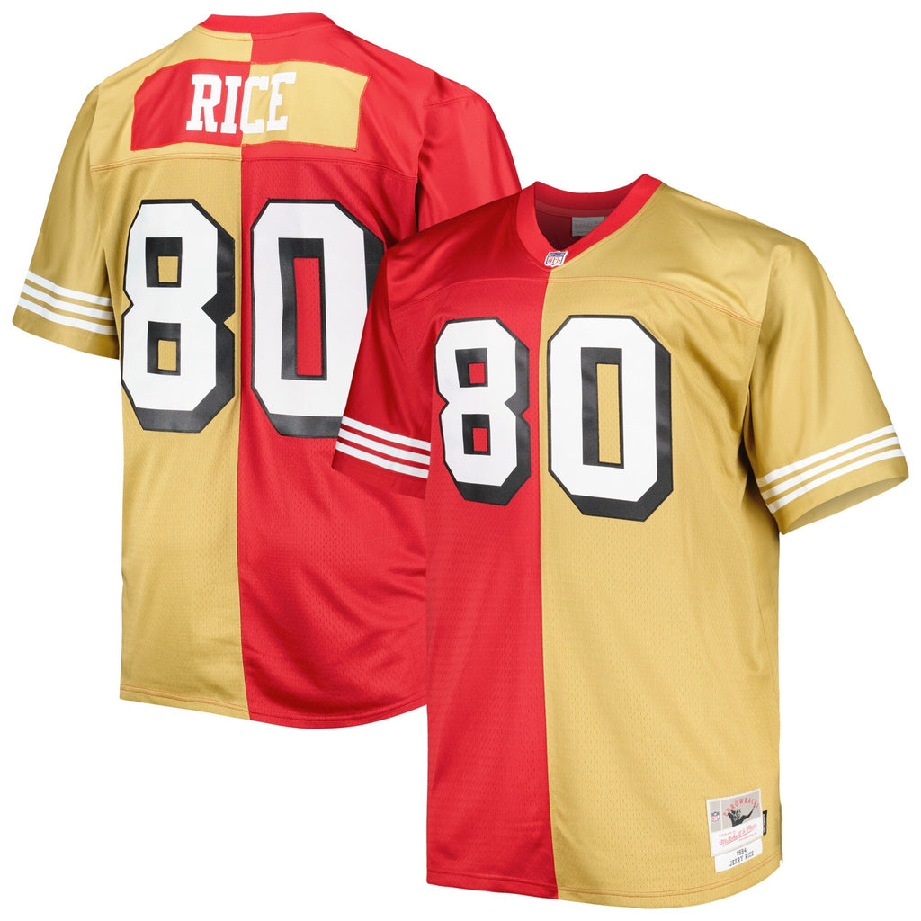 San Francisco 49ers Jerry Rice Scarlet/Gold Big & Tall Split Legacy Retired Player Replica Football Jersey
