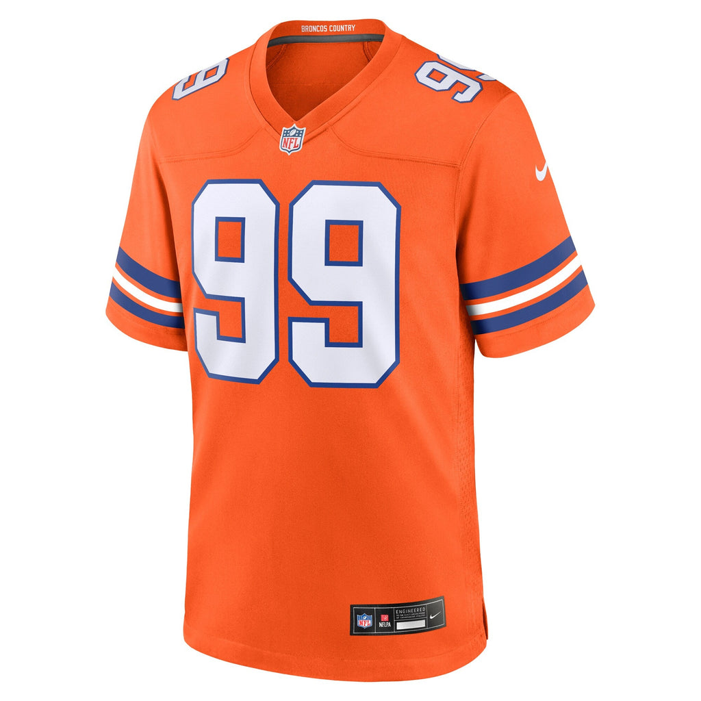 Denver Broncos Zach Allen Orange Alternate Game Football Jersey