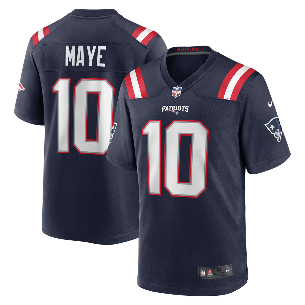 New England Patriots Drake Maye Navy Player Game Football Jersey