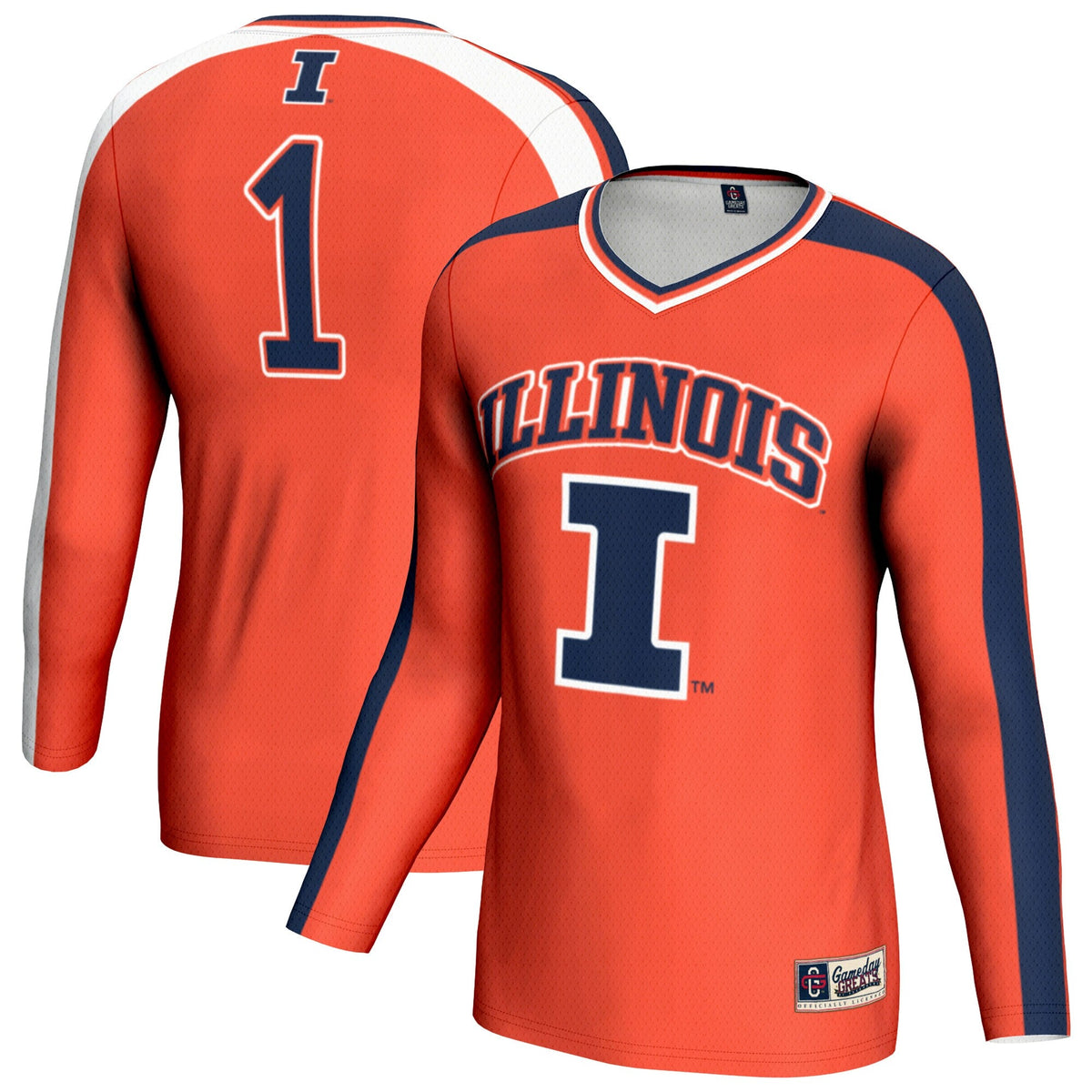 Illinois Fighting Illini #1 Lightweight Volleyball Fashion Jersey - Orange