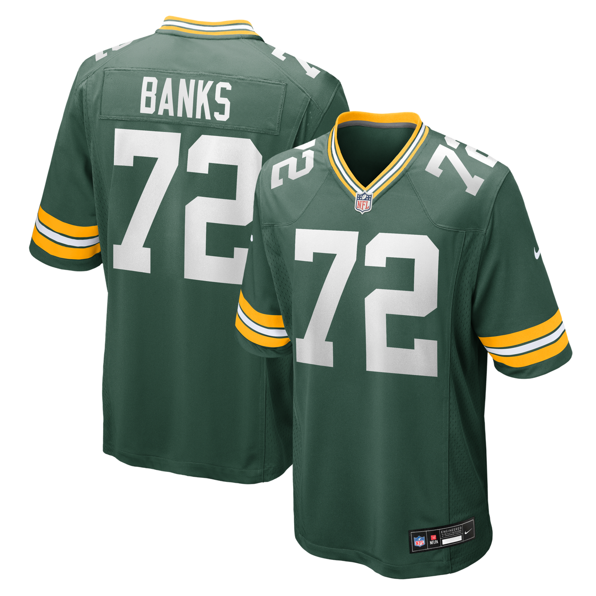 Green Bay Packers Brant Banks Green Team Game Football Jersey