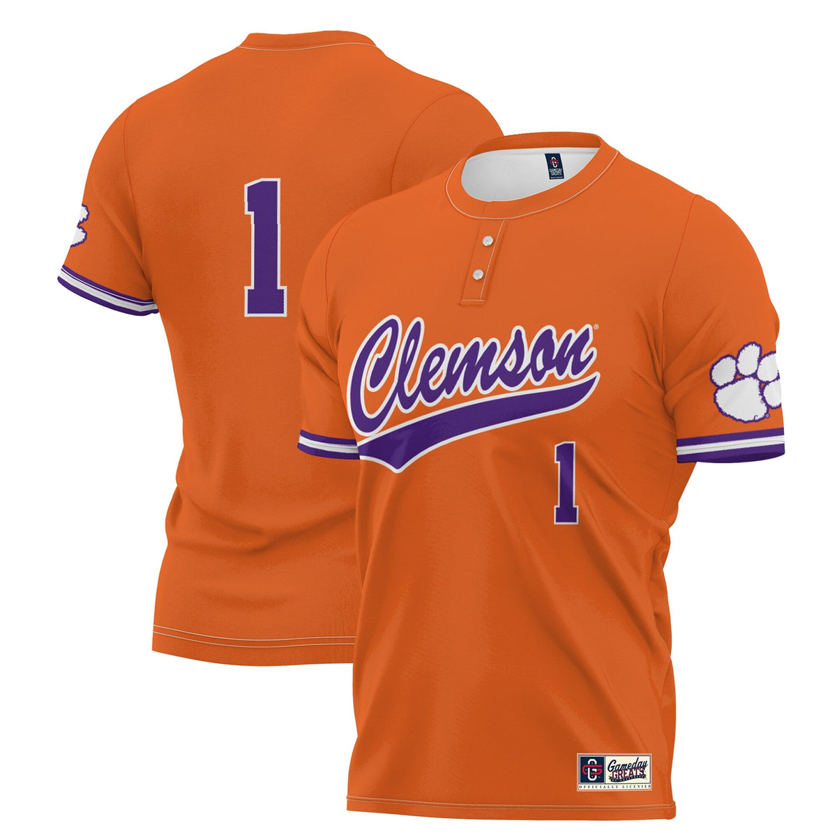 #1 Orange Clemson Tigers Lightweight Softball Jersey