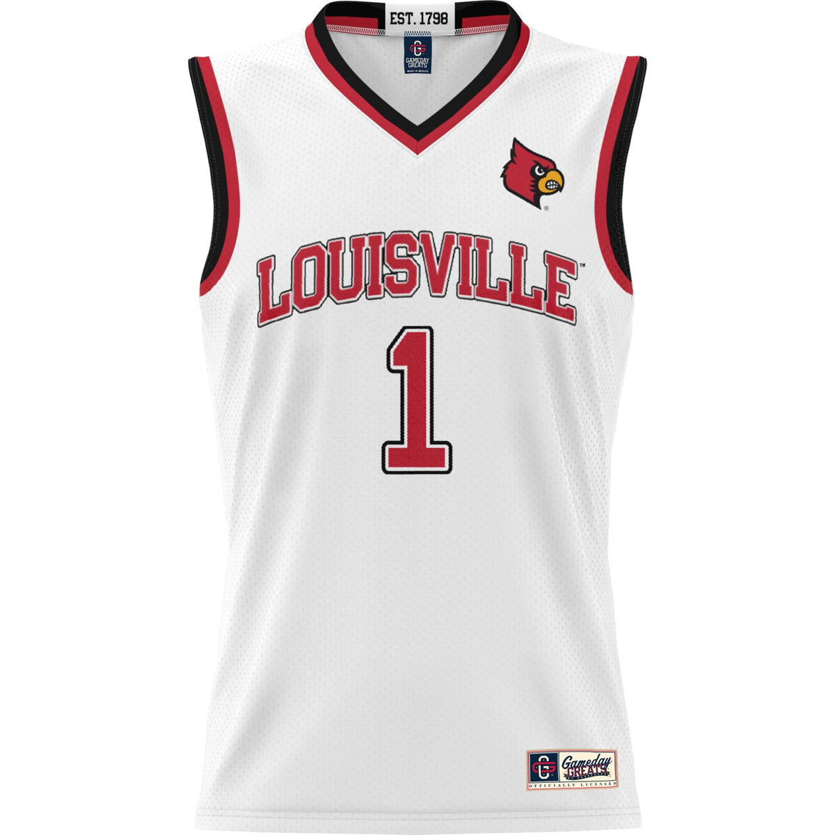 #1 White Louisville Cardinals Lightweight Basketball Jersey