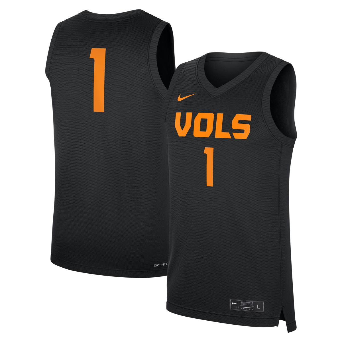 Black Tennessee Volunteers #1 Replica Basketball Jersey
