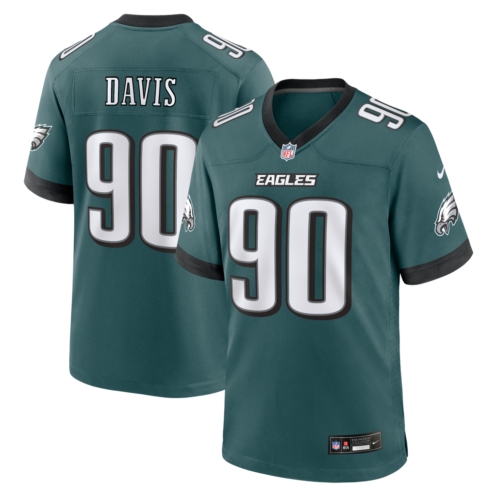 Philadelphia Eagles Jordan Davis Midnight Green Team Game Football Jersey