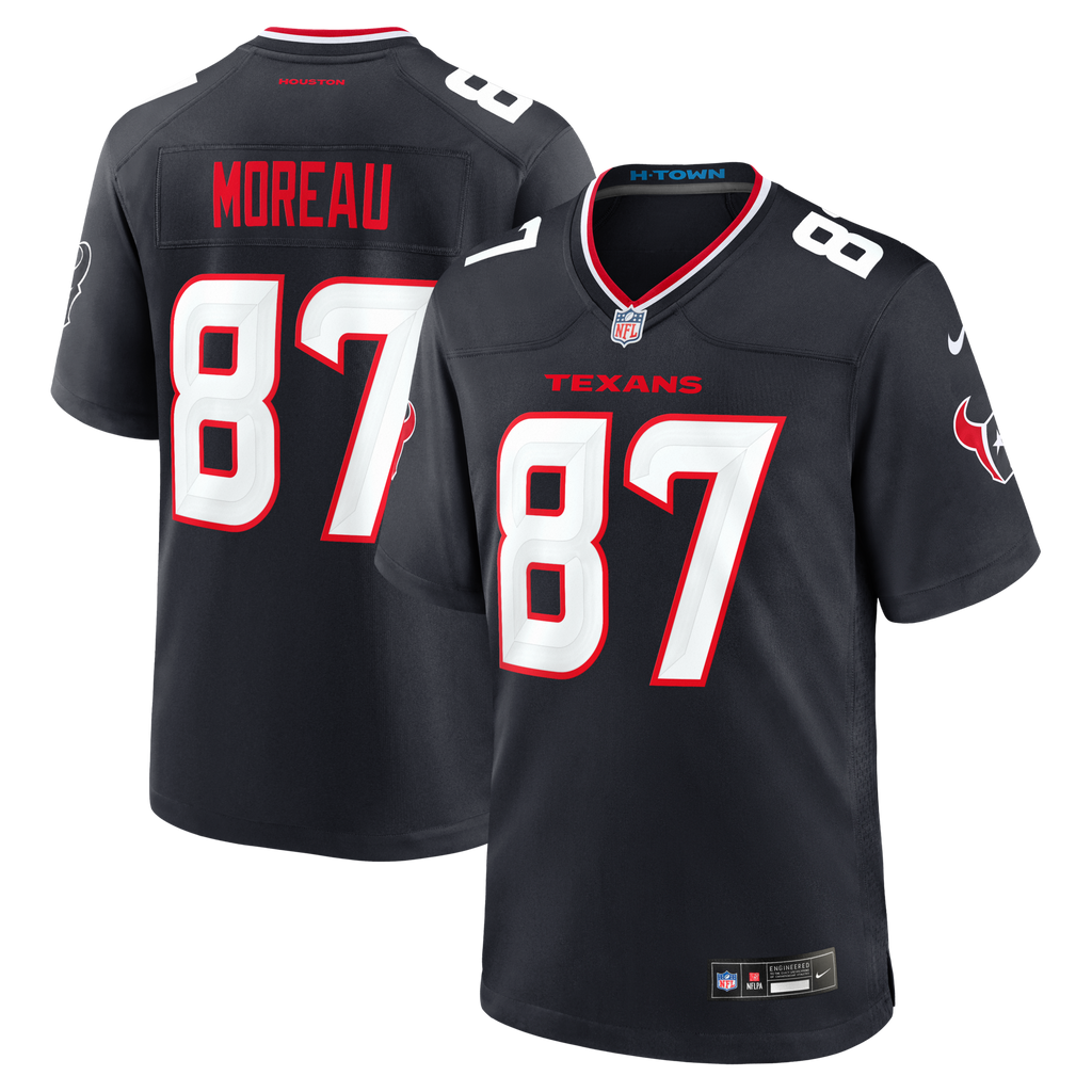 Houston Texans Foster Moreau Navy Team Game Football Jersey