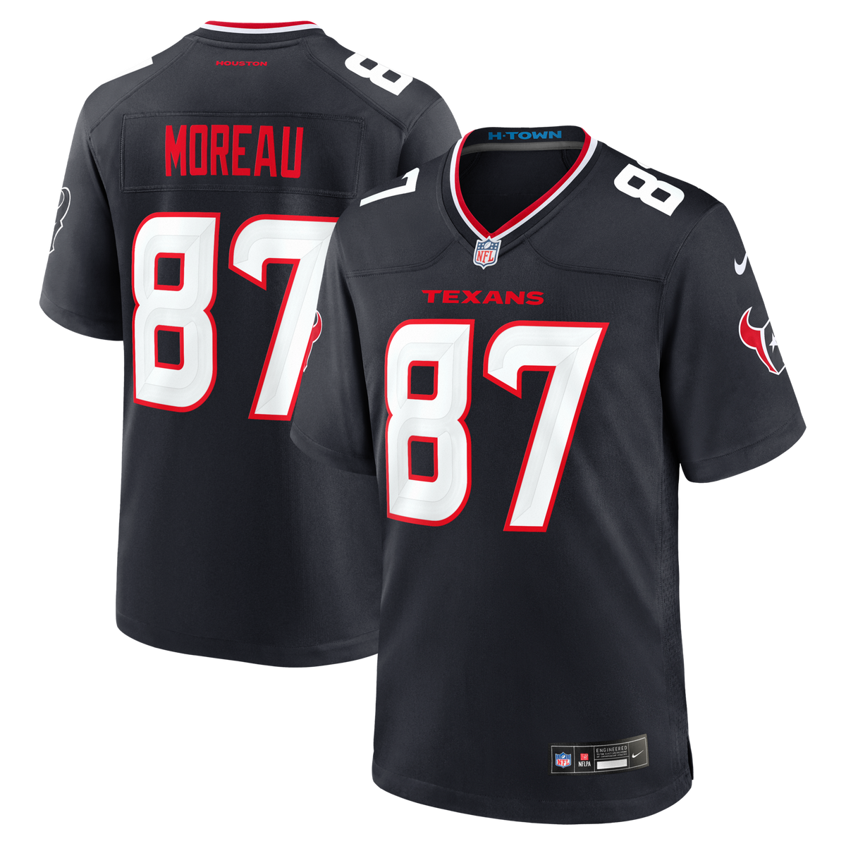 Houston Texans Foster Moreau Navy Team Game Football Jersey