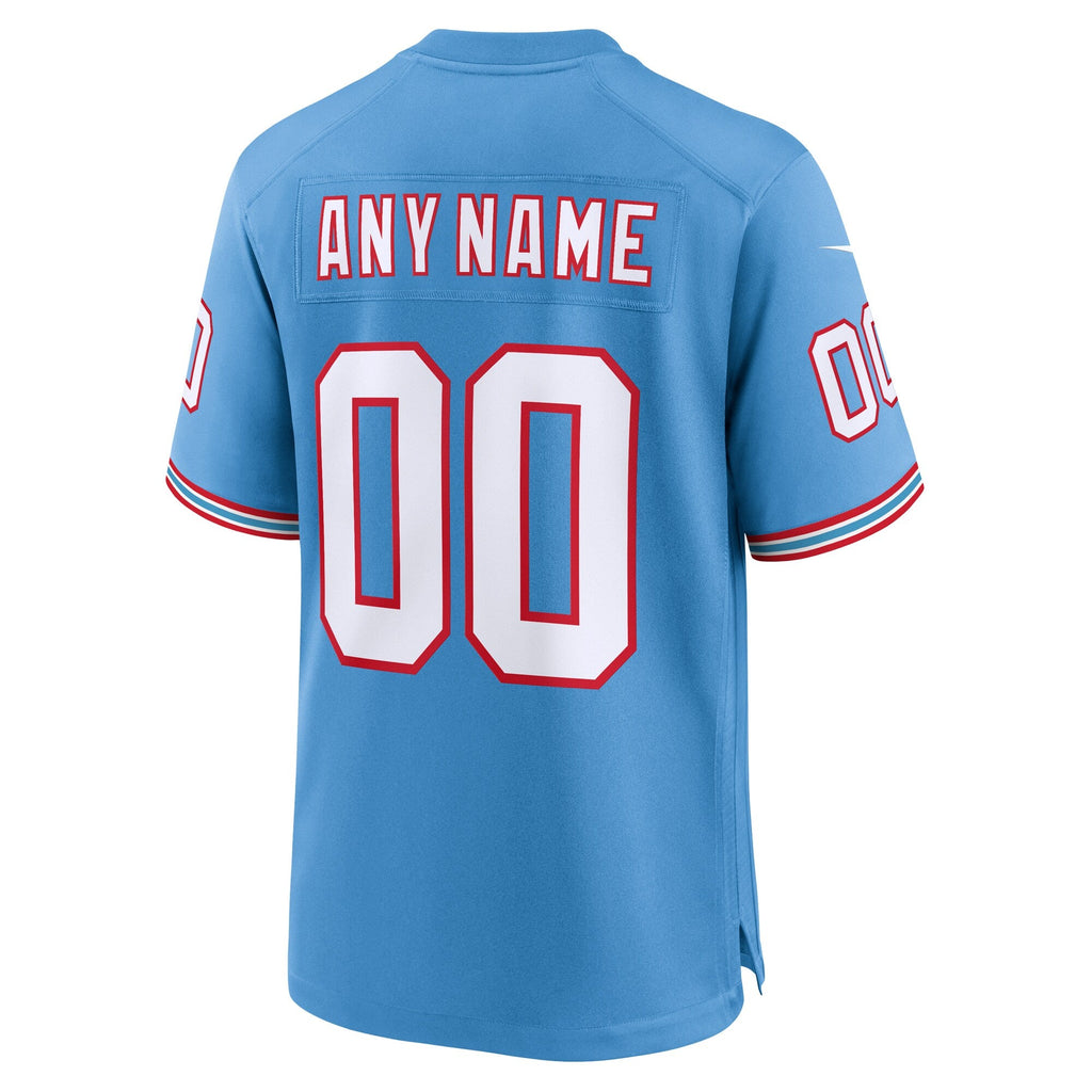 Tennessee Titans Light Blue Oilers Throwback Custom Game Football Jersey