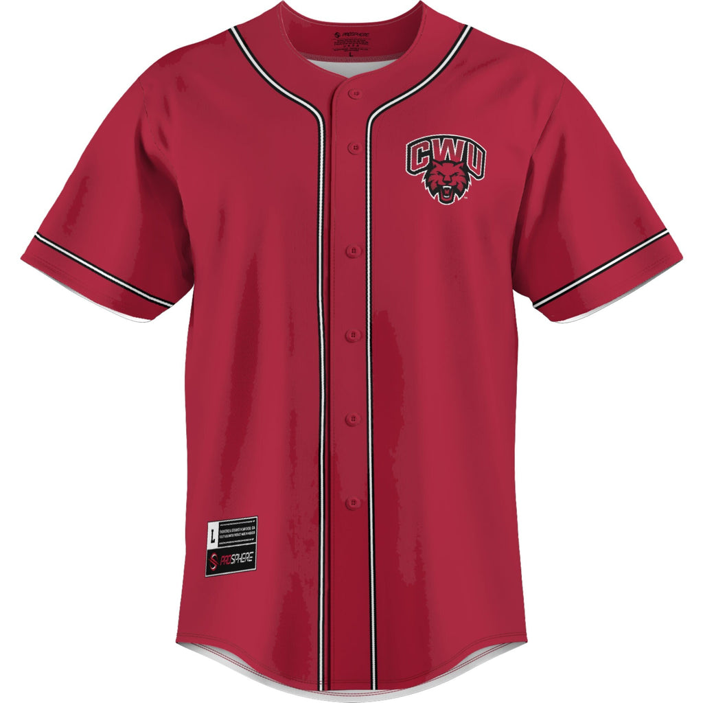 Central Washington Wildcats Lightweight Baseball Jersey - Crimson