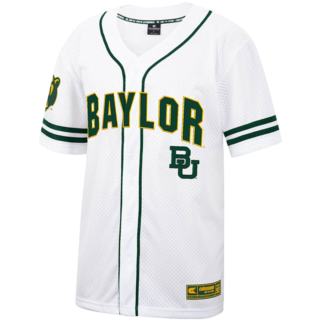 Baylor Bears Free Spirited Mesh Button-Up Baseball Jersey - White